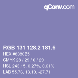 カラーコード: RGB 131 128.2 181.6 | qconv.com