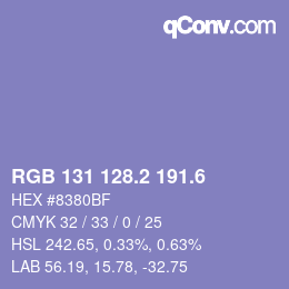 カラーコード: RGB 131 128.2 191.6 | qconv.com