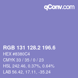 カラーコード: RGB 131 128.2 196.6 | qconv.com
