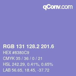 カラーコード: RGB 131 128.2 201.6 | qconv.com