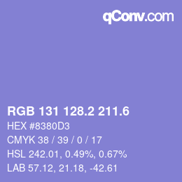 カラーコード: RGB 131 128.2 211.6 | qconv.com