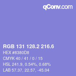 カラーコード: RGB 131 128.2 216.6 | qconv.com