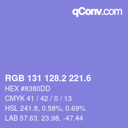 カラーコード: RGB 131 128.2 221.6 | qconv.com