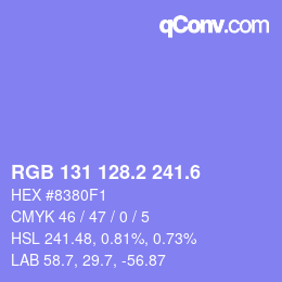カラーコード: RGB 131 128.2 241.6 | qconv.com