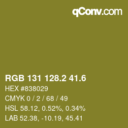カラーコード: RGB 131 128.2 41.6 | qconv.com
