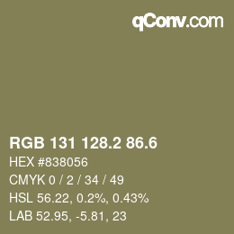 カラーコード: RGB 131 128.2 86.6 | qconv.com