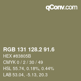 カラーコード: RGB 131 128.2 91.6 | qconv.com
