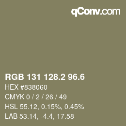 カラーコード: RGB 131 128.2 96.6 | qconv.com