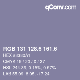 カラーコード: RGB 131 128.6 161.6 | qconv.com