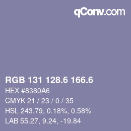 カラーコード: RGB 131 128.6 166.6 | qconv.com
