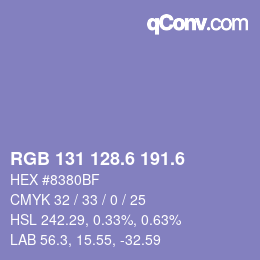 カラーコード: RGB 131 128.6 191.6 | qconv.com