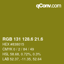 カラーコード: RGB 131 128.6 21.6 | qconv.com