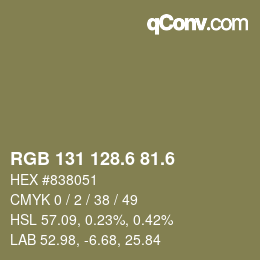 カラーコード: RGB 131 128.6 81.6 | qconv.com
