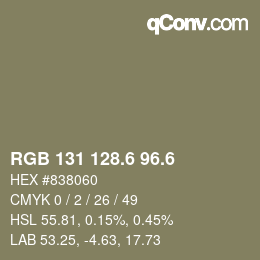 カラーコード: RGB 131 128.6 96.6 | qconv.com
