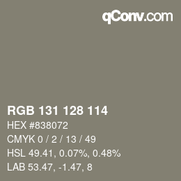 Farbcode: RGB 131 128 114 | qconv.com