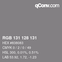 Color code: RGB 131 128 131 | qconv.com