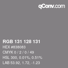 Color code: RGB 131 128 131 | qconv.com