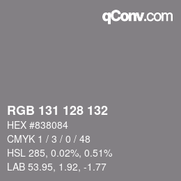 Color code: RGB 131 128 132 | qconv.com
