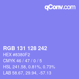 カラーコード: RGB 131 128 242 | qconv.com
