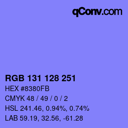 カラーコード: RGB 131 128 251 | qconv.com