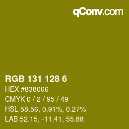 カラーコード: RGB 131 128 6 | qconv.com