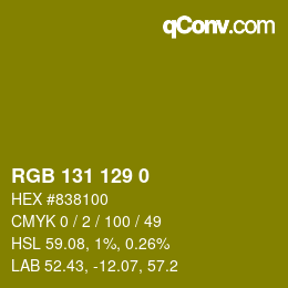 Color code: RGB 131 129 0 | qconv.com