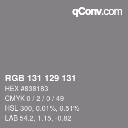 カラーコード: RGB 131 129 131 | qconv.com