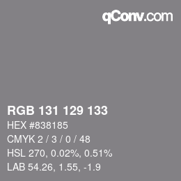 Code couleur: RGB 131 129 133 | qconv.com