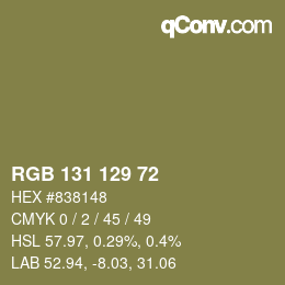 カラーコード: RGB 131 129 72 | qconv.com