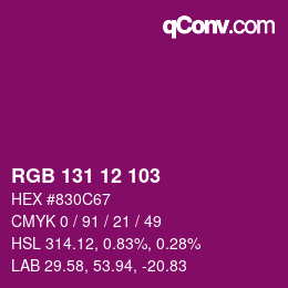 Color code: RGB 131 12 103 | qconv.com