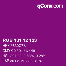 Color code: RGB 131 12 123 | qconv.com