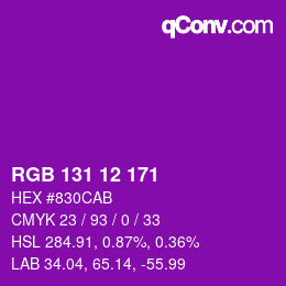 カラーコード: RGB 131 12 171 | qconv.com