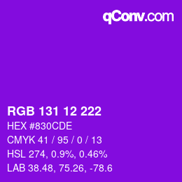 カラーコード: RGB 131 12 222 | qconv.com