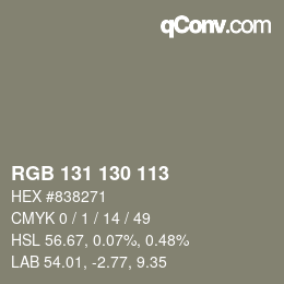カラーコード: RGB 131 130 113 | qconv.com