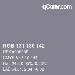 Código de color: RGB 131 130 142 | qconv.com