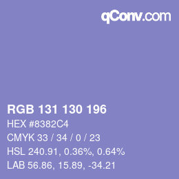 颜色代码: RGB 131 130 196 | qconv.com