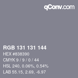 Color code: RGB 131 131 144 | qconv.com