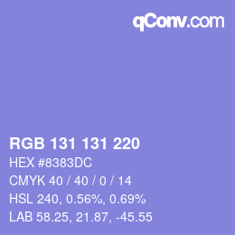 Color code: RGB 131 131 220 | qconv.com