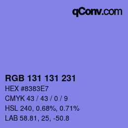 颜色代码: RGB 131 131 231 | qconv.com