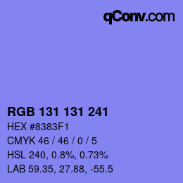 Color code: RGB 131 131 241 | qconv.com