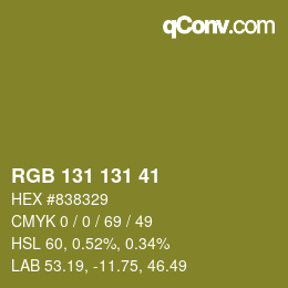 Color code: RGB 131 131 41 | qconv.com