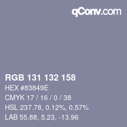 Color code: RGB 131 132 158 | qconv.com