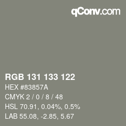 Color code: RGB 131 133 122 | qconv.com