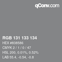 Color code: RGB 131 133 134 | qconv.com