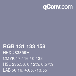 Color code: RGB 131 133 158 | qconv.com