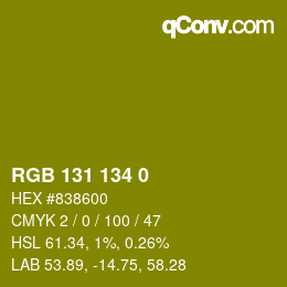 Color code: RGB 131 134 0 | qconv.com
