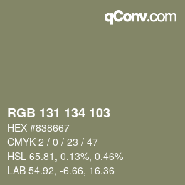 Color code: RGB 131 134 103 | qconv.com