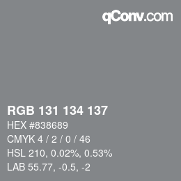 颜色代码: RGB 131 134 137 | qconv.com