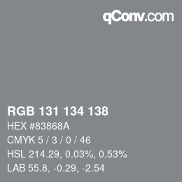 Color code: RGB 131 134 138 | qconv.com