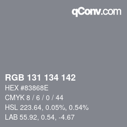 Color code: RGB 131 134 142 | qconv.com